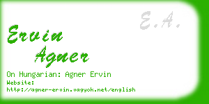 ervin agner business card
